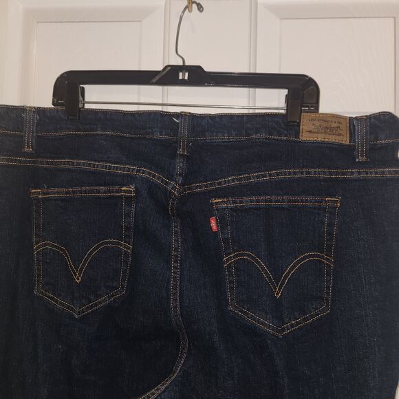 LEVI's 515 Bootcut Women Jeans Mid Rise Solid Blue Dark Wash Size 24W Red Label - Picture 4 of 7